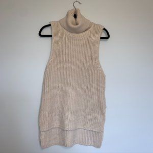 Brave Soul Tan Ribbed Turtleneck SleevelessSweater